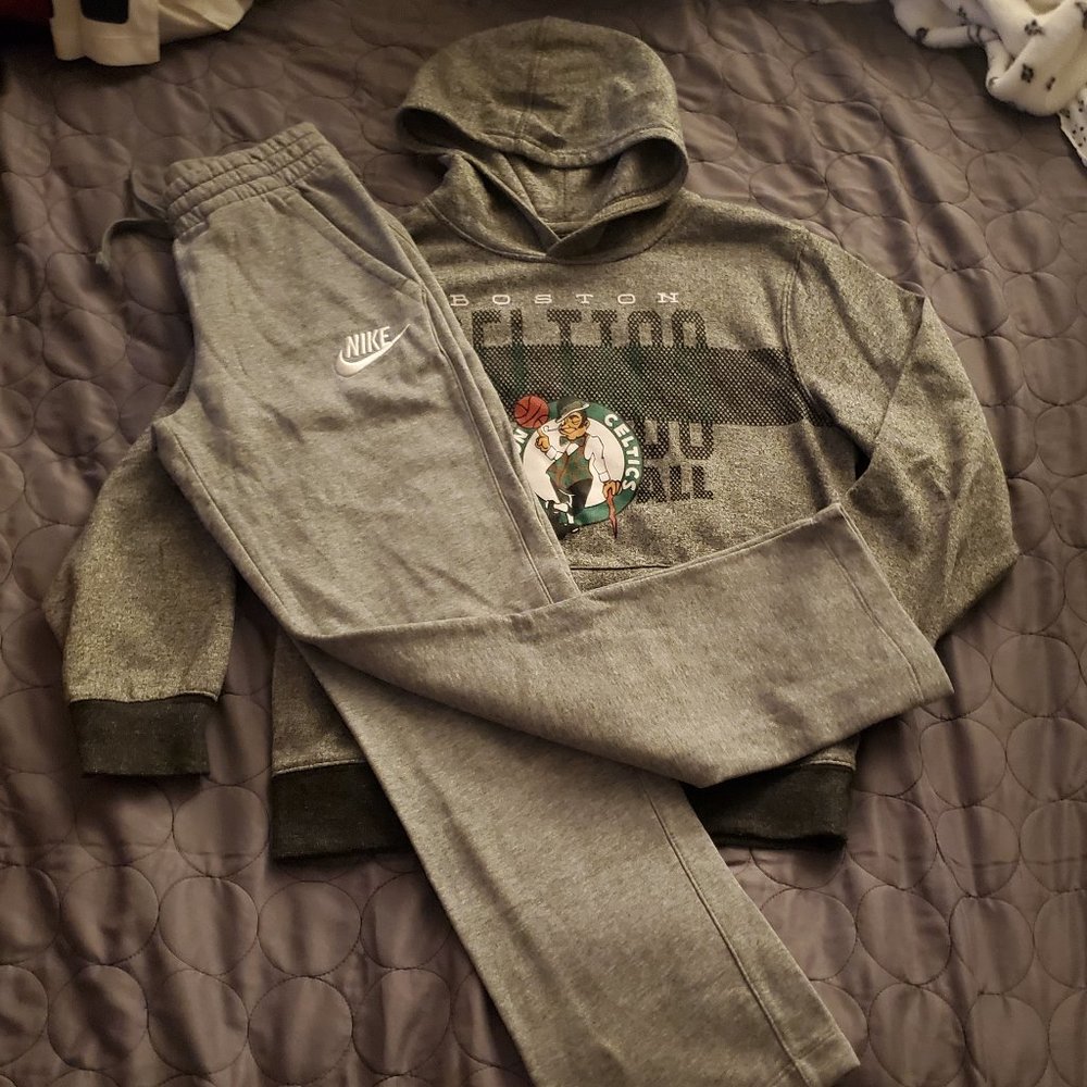 Nike sweatpants and Boston Celtics hoodie size M big boys